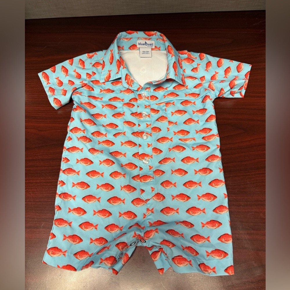 BlueQuail Red Snapper Fish summer Romper 0-3 month